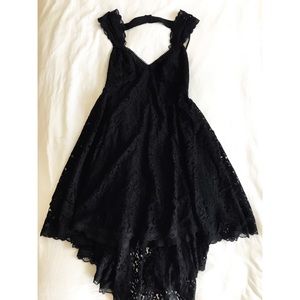 free people hi-low lace cap sleeve dress